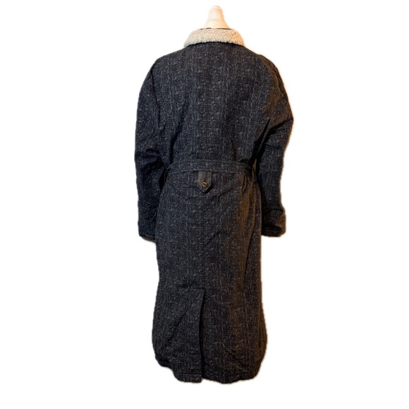 Dosha 1980’s Vintage Longline Belted Coat with Faux Fur Trim - Size Large - Picture 4 of 10